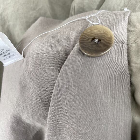 EILEEN FISHER Jacket M Twill Cotton Trench Coat Duster Button Front Gray - Picture 7 of 16